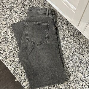 Women’s Grey Washed Straight-Leg Jeans